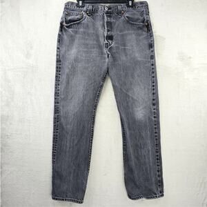 Levis 501 Jeans Mens 38x34 (Fits 34x30) Black Button Fly Straight Denim Y2K